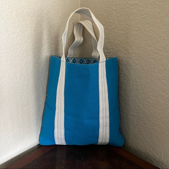 Michael Kors Turquoise Canvas Tote Bag - Picture 2 of 16